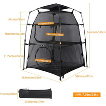 Cozioz Portable & Foldable 3-Tier Cat Enclosure Playpen | Indoor Cat Tower Tent with Removable Sunshade – Black