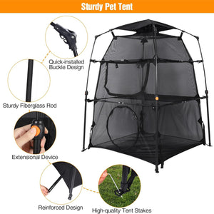 Cozioz Portable & Foldable 3-Tier Cat Enclosure Playpen | Indoor Cat Tower Tent with Removable Sunshade – Black