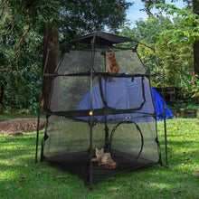 Cozioz Portable & Foldable 3-Tier Cat Enclosure Playpen | Indoor Cat Tower Tent with Removable Sunshade – Black