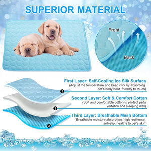 Dog Cooling Mat, Extra Large Pet Cooling Pads for Dogs, Summer Cooling Bed for Cats, Portable Pet Cooling Cushion for Home or Outdoor(Blue,XL)